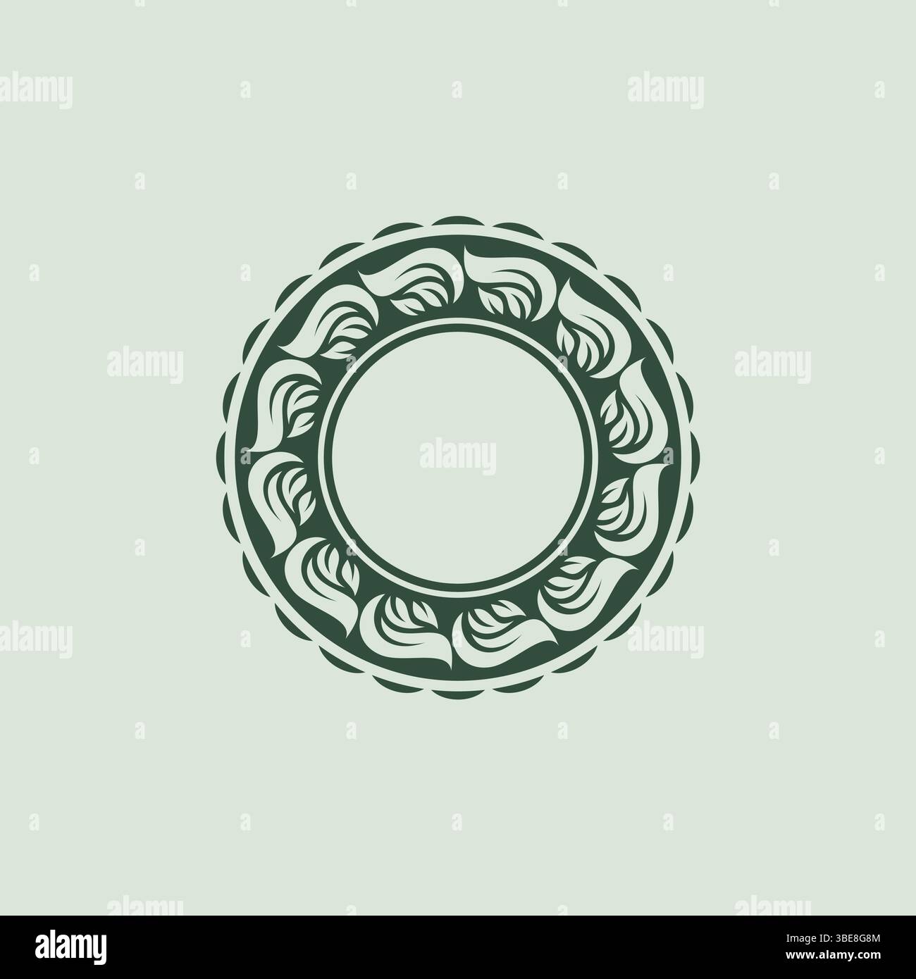 Circle Leaf Vector Illustration. Green Leaves Round Frame Design Stock Vector