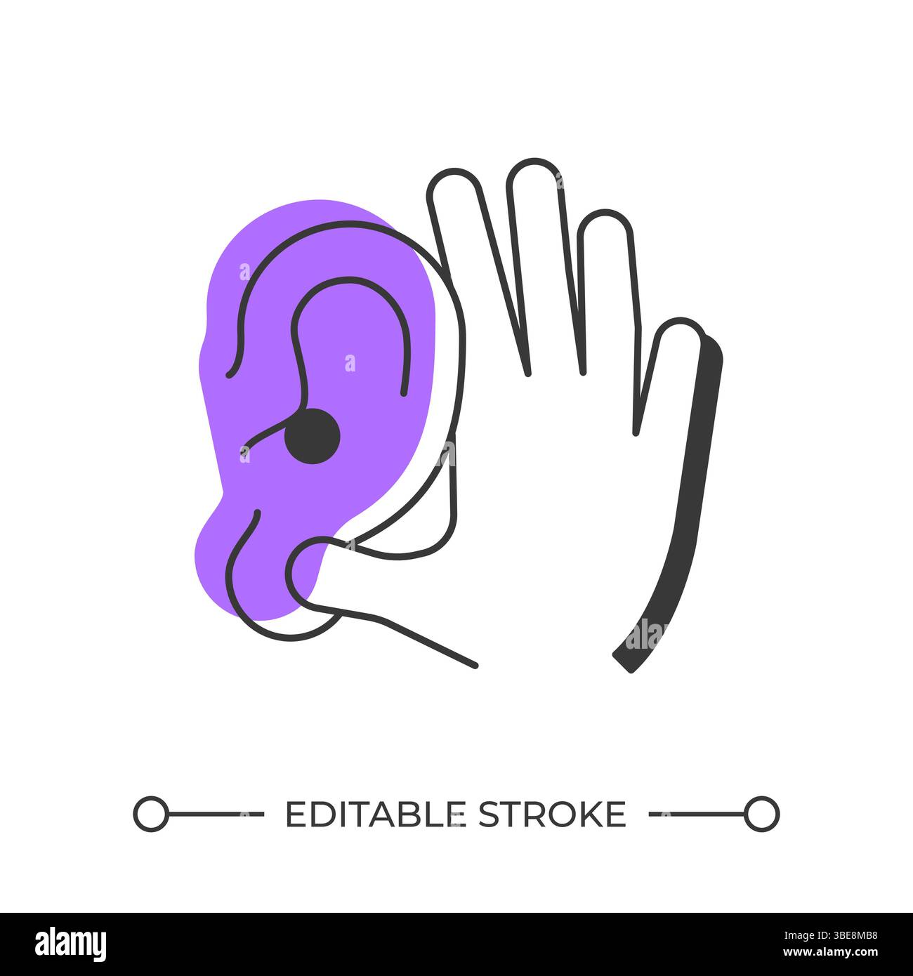 Active listening offset shadow line icon Stock Vector