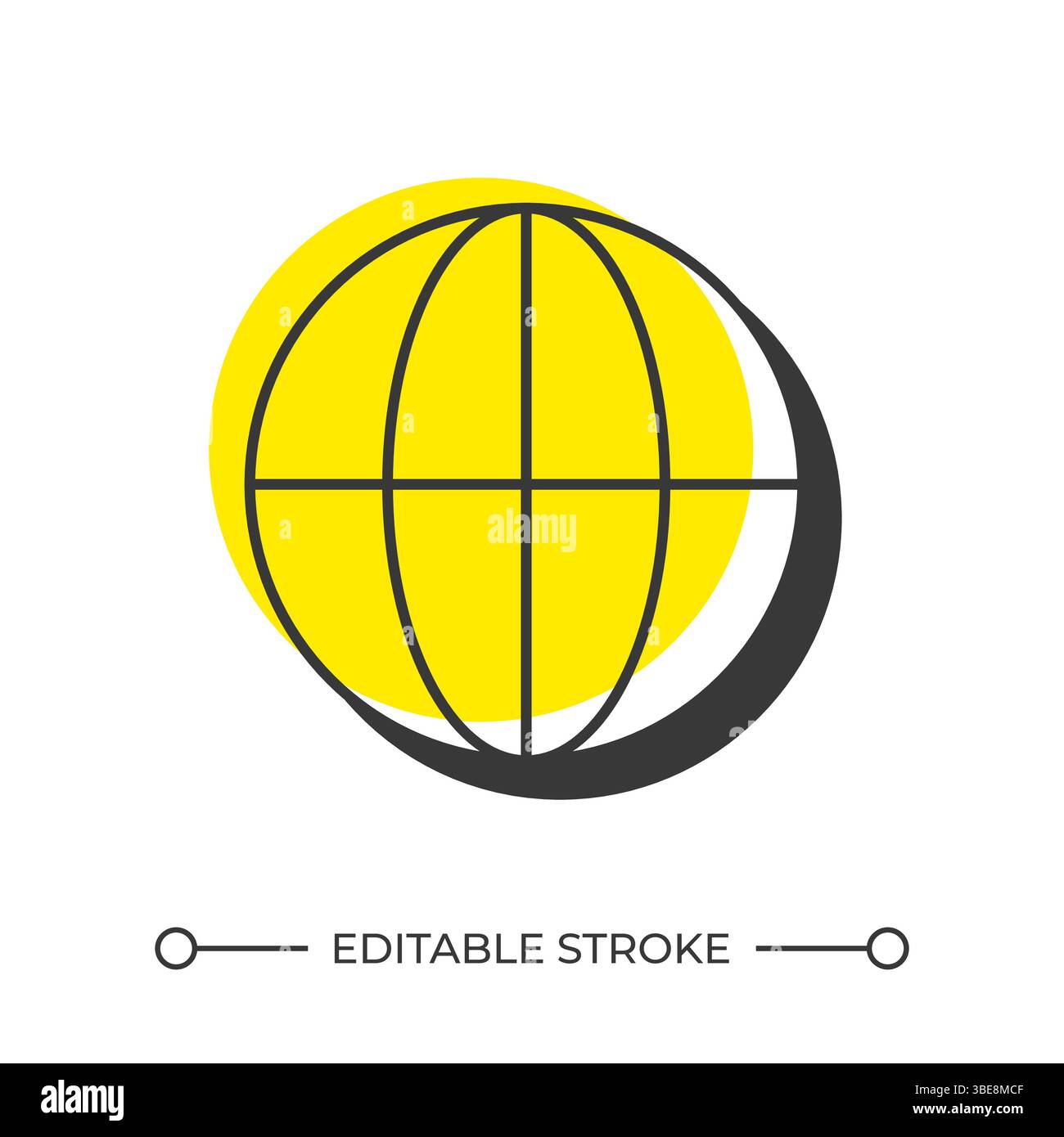 Earth offset shadow line icon Stock Vector