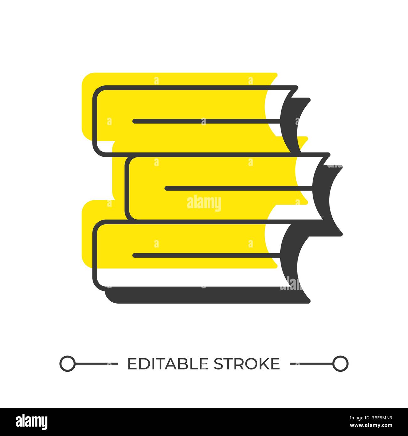 Books offset shadow line icon Stock Vector