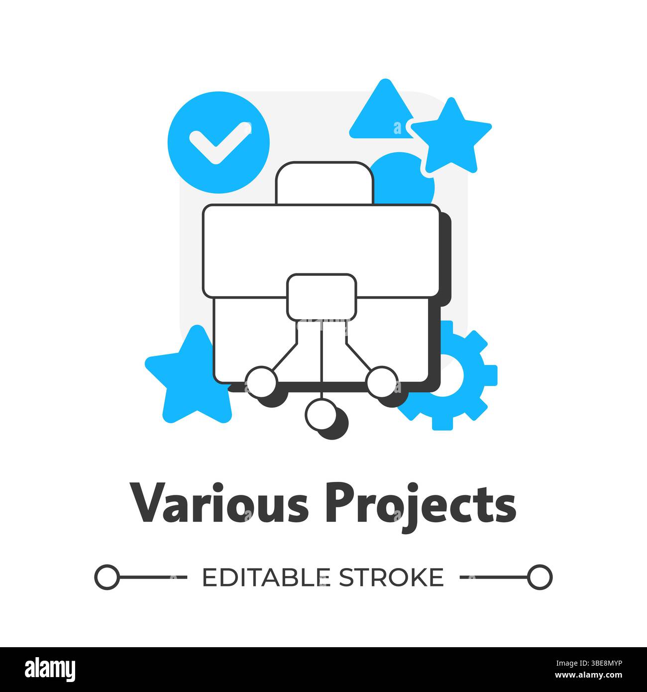 Various projects flat outline concept icon Stock Vector