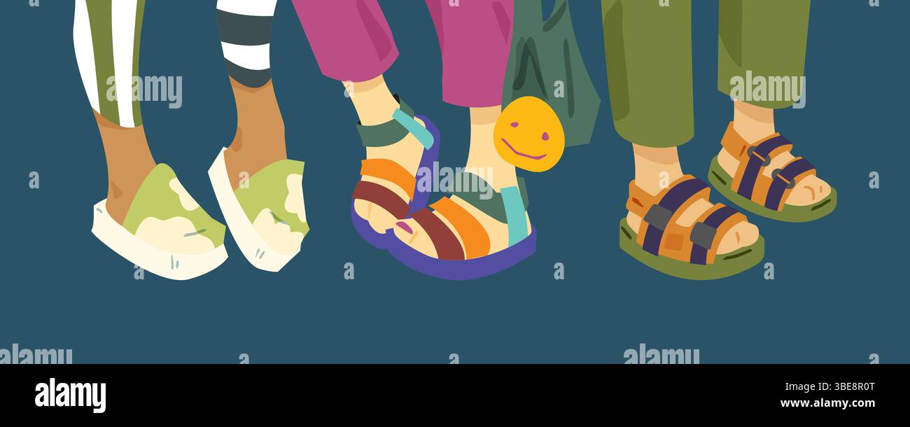 Cartoon Colorful Summer Footwear Set Stock Vector Image & Art - Alamy