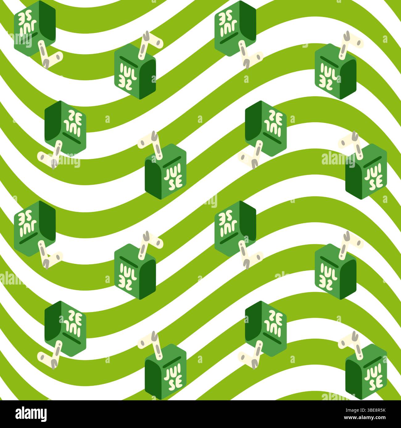 Seamless Green Juice Box Pattern Stock Vector