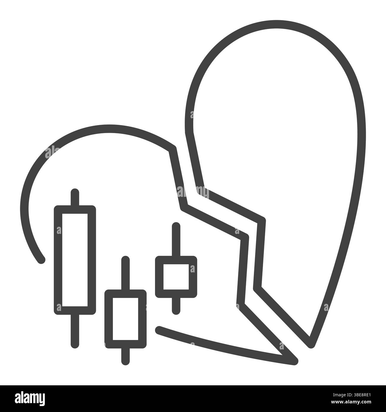 Candlestick Chart and Broken Heart vector Crypto Trading concept icon ...