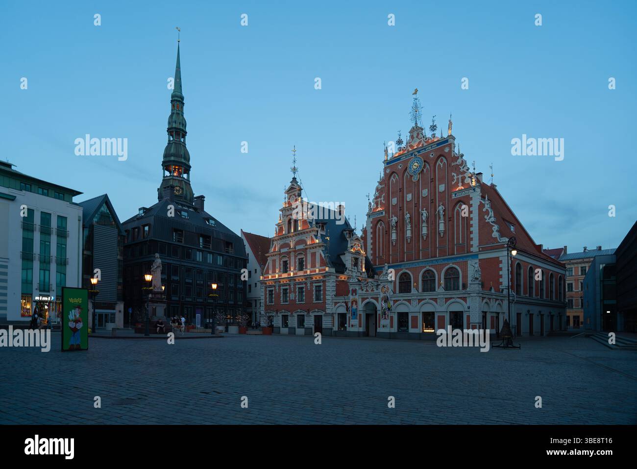 The town hall square and the House of the Black Heads in Riga, Latvia Stock Photo