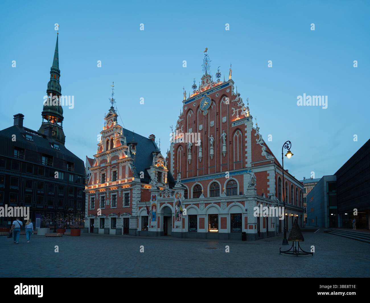 The town hall square and the House of the Black Heads in Riga, Latvia Stock Photo