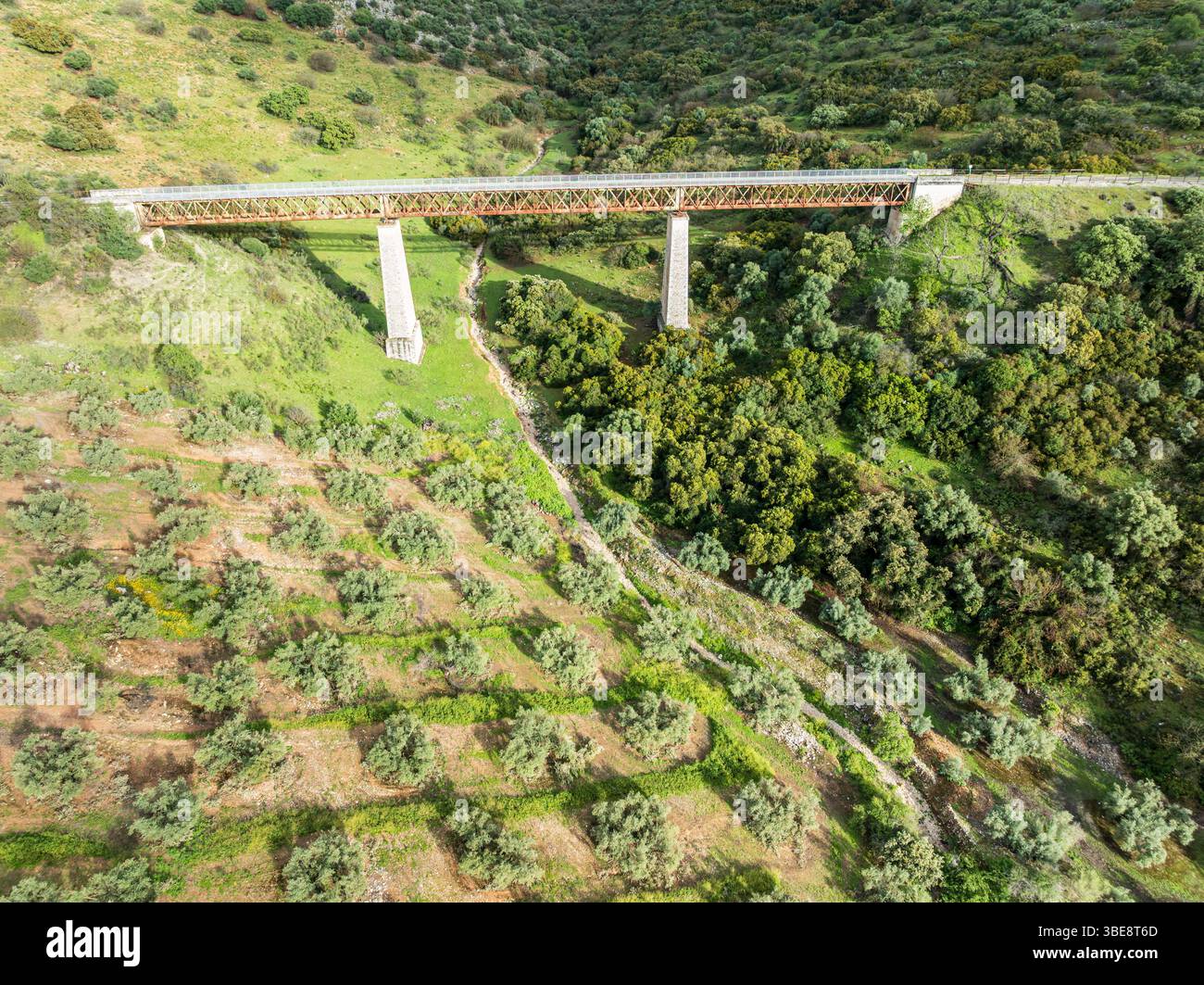Cycle path Via Verde Del Aceite, old railroad track passes through ...