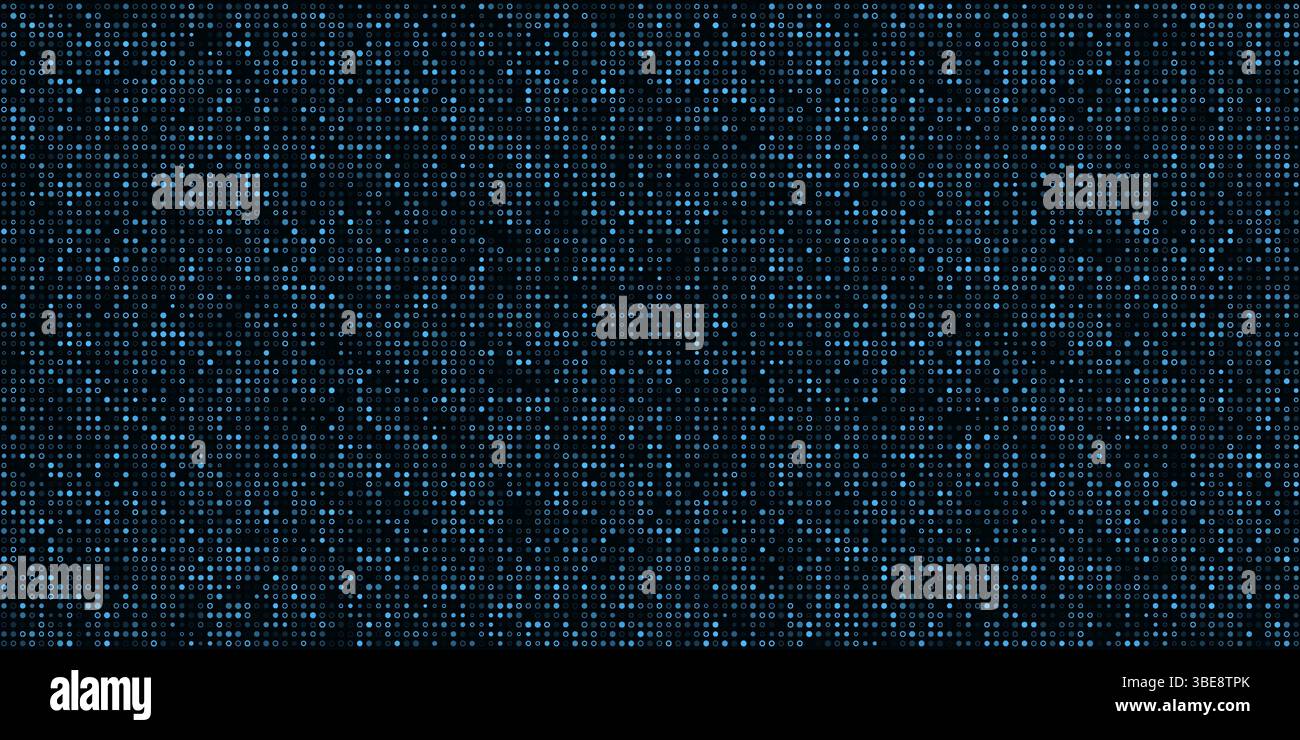 Digital technology data background made of dark blue round pixel pattern. Vector illustration. Stock Vector