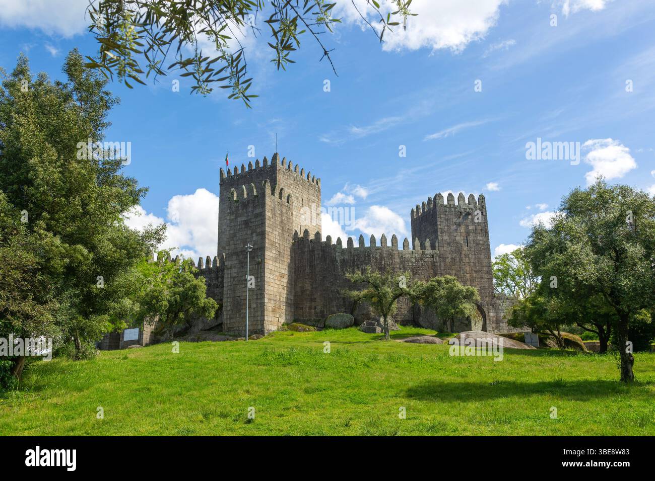 Walls of medieval Castle of Guimaraes,  Guimaraes, northern Portugal, Europe Stock Photo