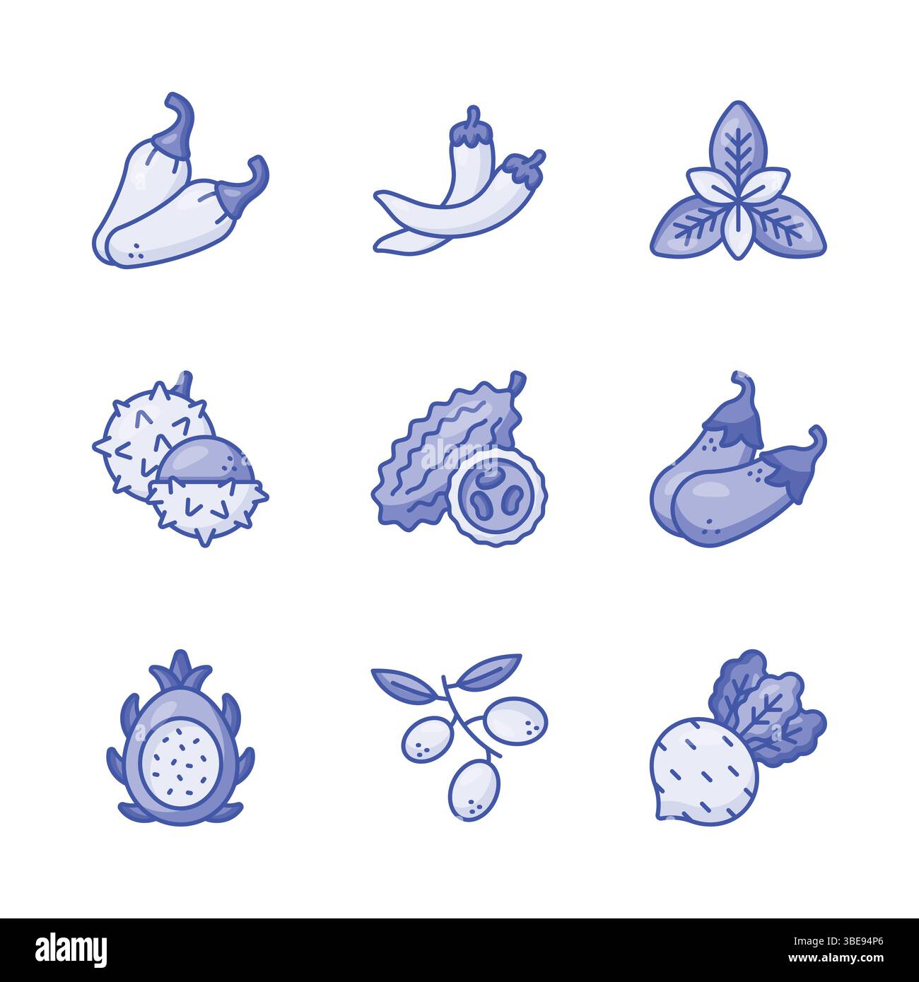 An amazing fruit and vegetable icons set, isolated on white background ...
