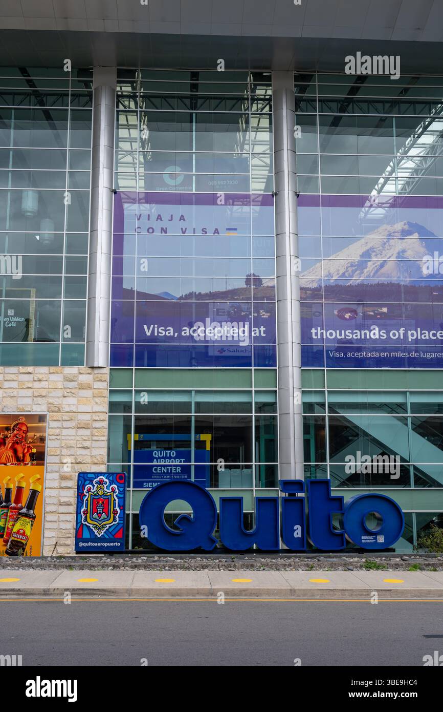 Quito Image Sign A 3-D Quito sign in front of the Quito Airport Center at Mariscal Sucre ...
