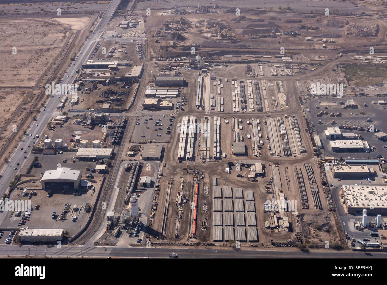 Aerial view of industrial areas southwest of the airport in Phoenix, Arizona. Stock Photo