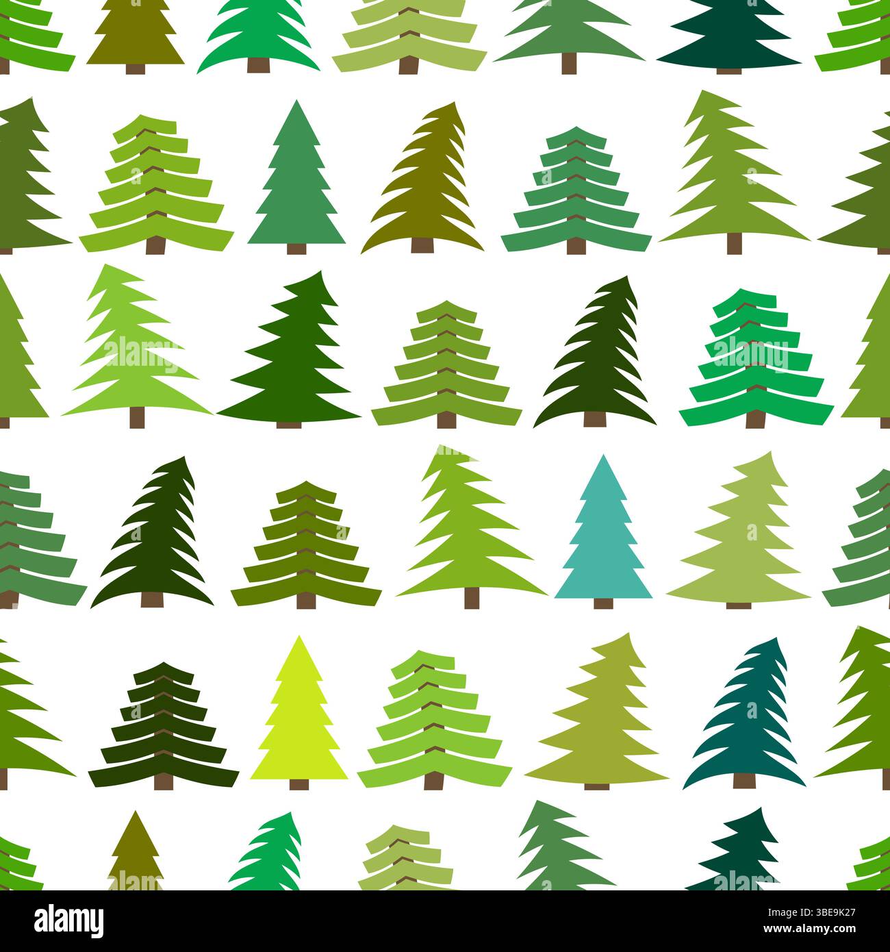 Seamless pattern with spruces on white background. Vector illustration Stock Vector