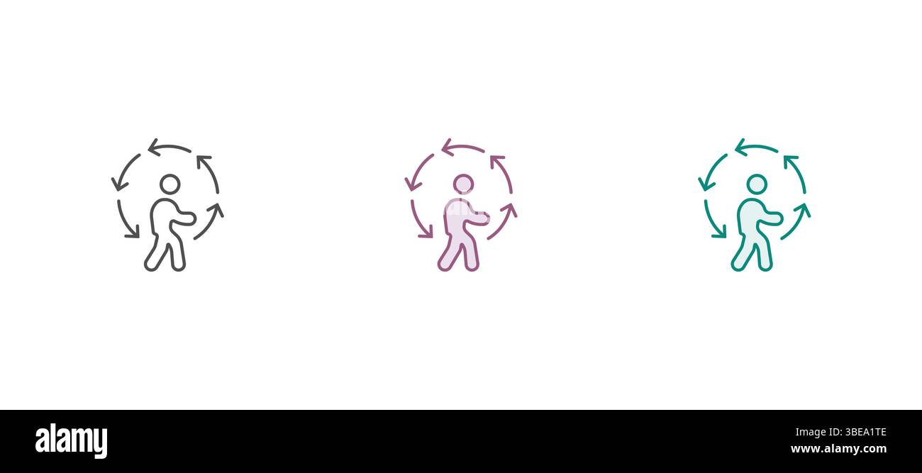 Daily routine flat line icon. Vector illustration of daily activities ...