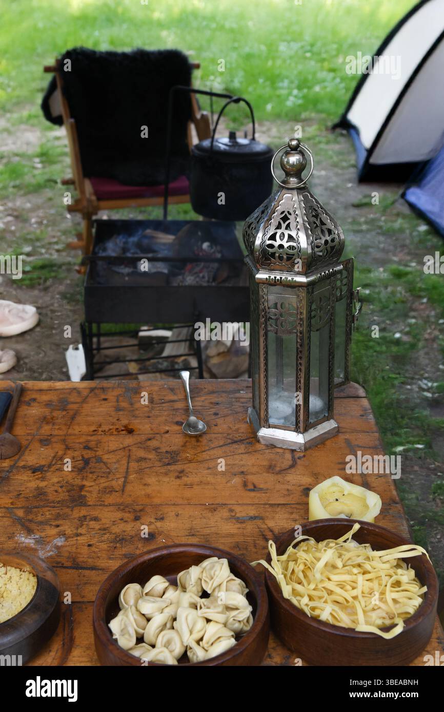 Cooking on open fire Stock Photo