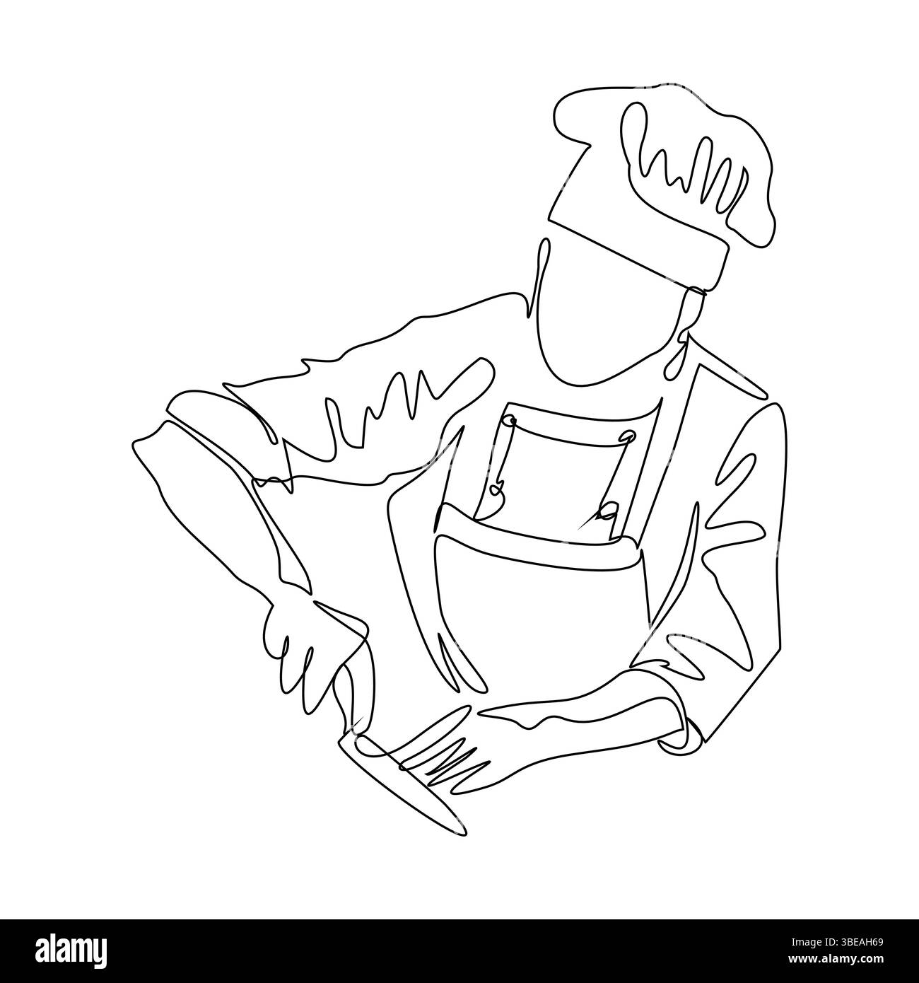Chef cook line art vector illustration isolated on white background ...