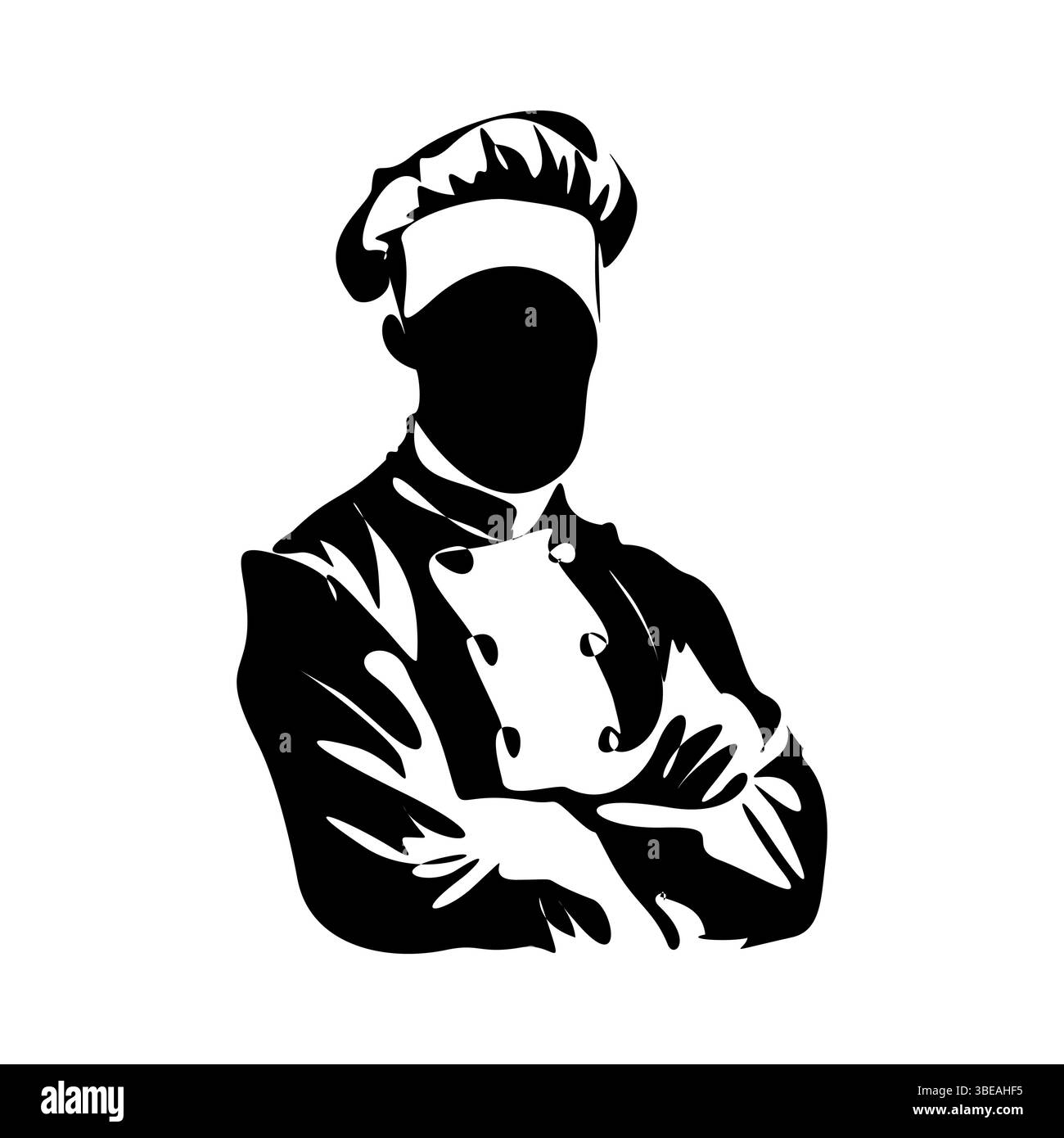 Chef cook line art vector illustration isolated on white background Stock Vector
