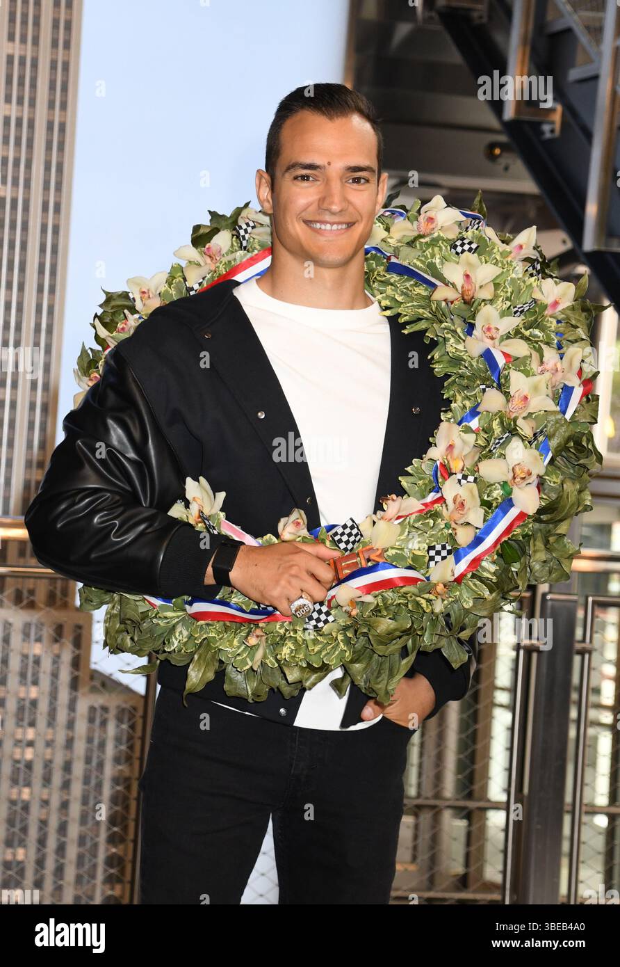 New York, NY, USA. 28th May, 2025. Alex Palou visits the Empire State ...