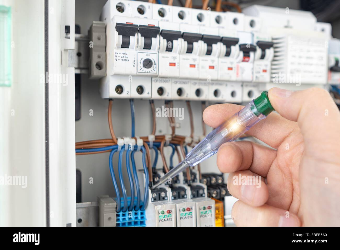 Electrician Testing Electrical Panel Voltage Stock Photo - Alamy