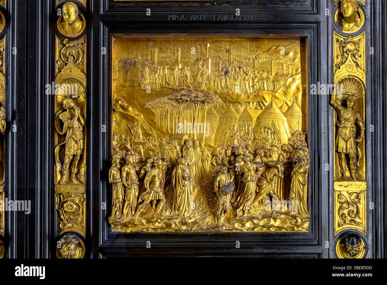 Close up of a panel of The Gates of Paradise, the gilded bronze doors ...