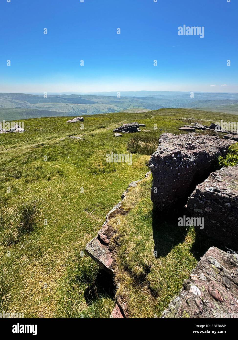 View from Fan Hir, the Beacons Way walk, Bannau Brycheiniog, Powys Wales. - Smartphone Captured Stock Image