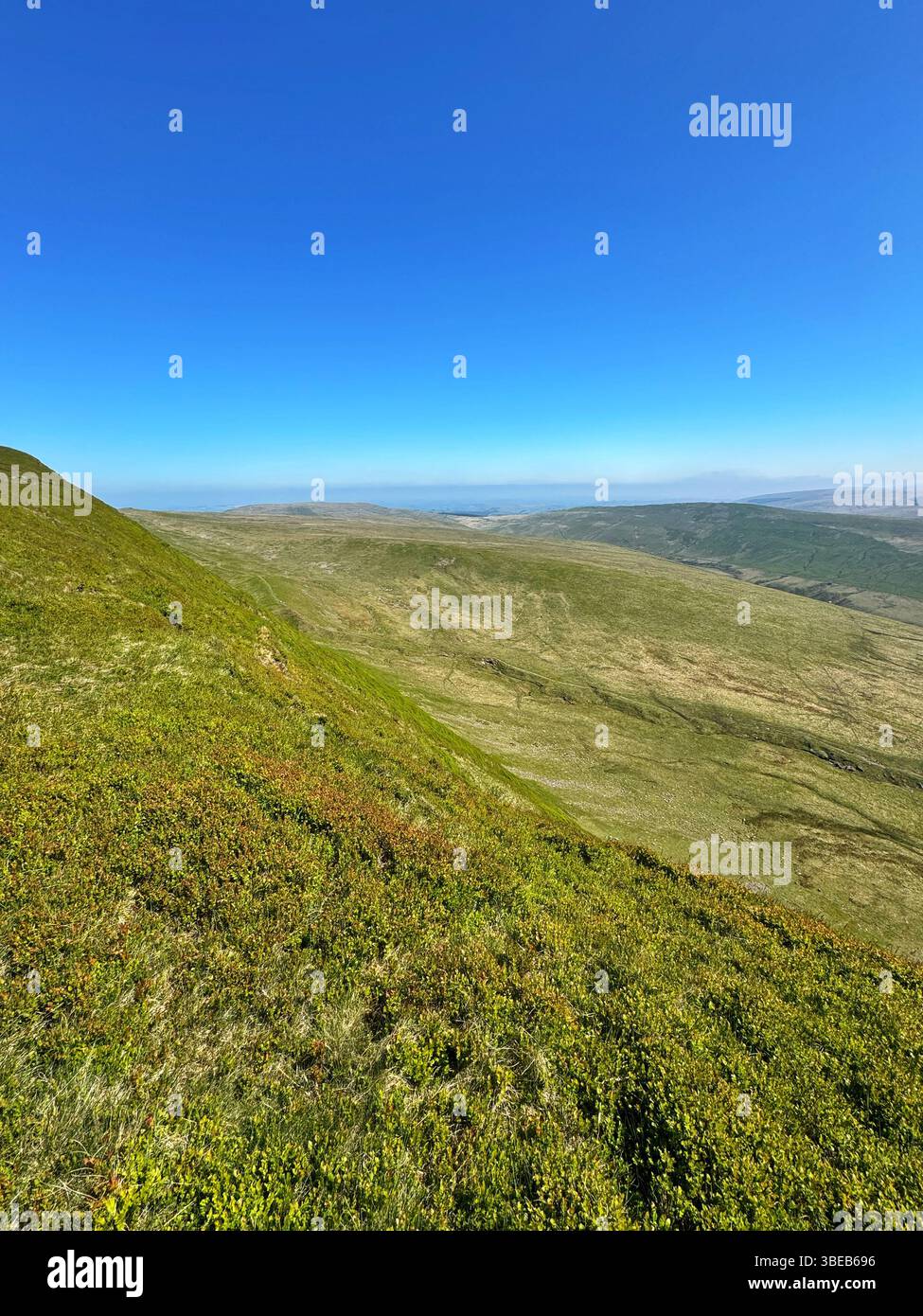 View from Fan Hir, the Beacons Way walk, Bannau Brycheiniog, Powys Wales. - Smartphone Captured Stock Image