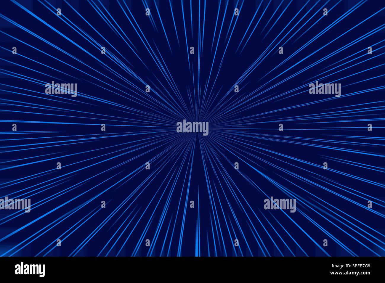 Dynamic blue abstract burst rays on a dark background creating energy effect Stock Photo