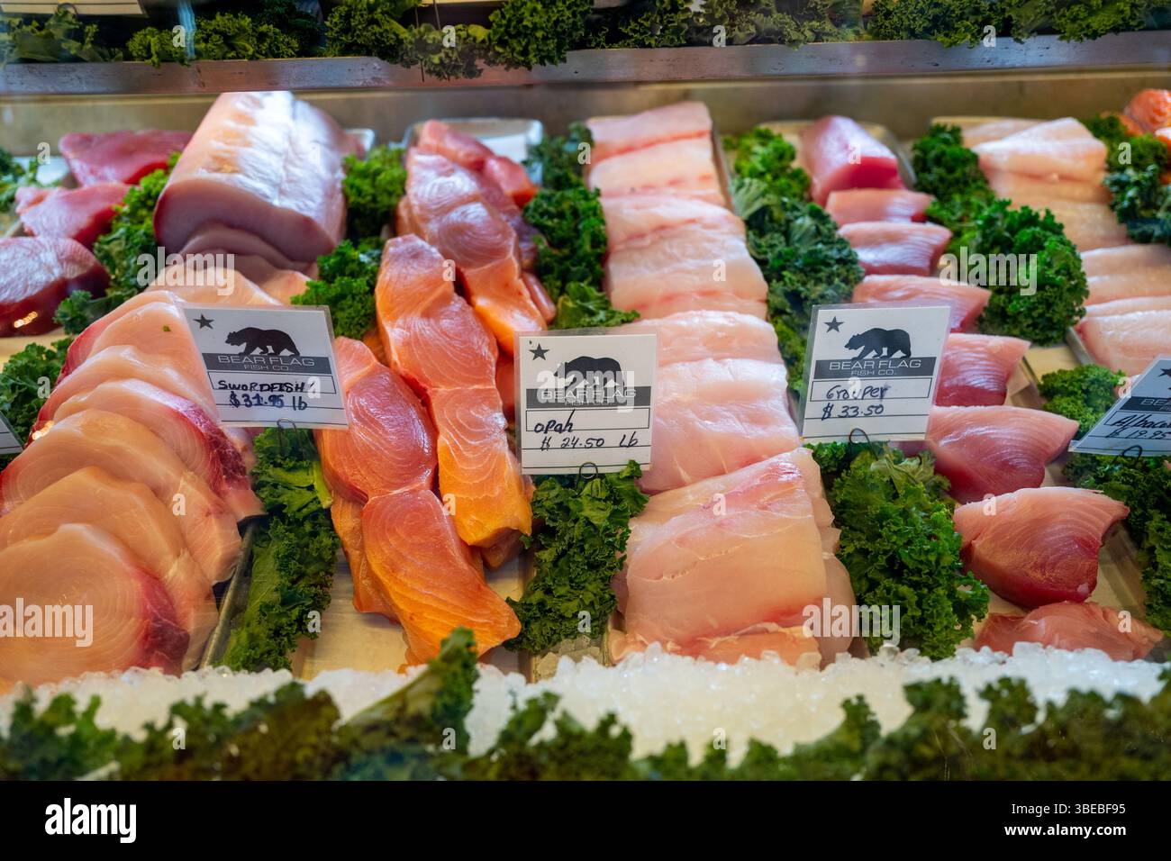 Newport Beach, USA. 22nd Dec, 2024. Cuts of fresh fish are on display at Bear Flag Fish Company, Newport Beach, California, December 22, 2024. (Photo by Smith Collection/Gado/Sipa USA) Credit: Sipa USA/Alamy Live News Stock Photo