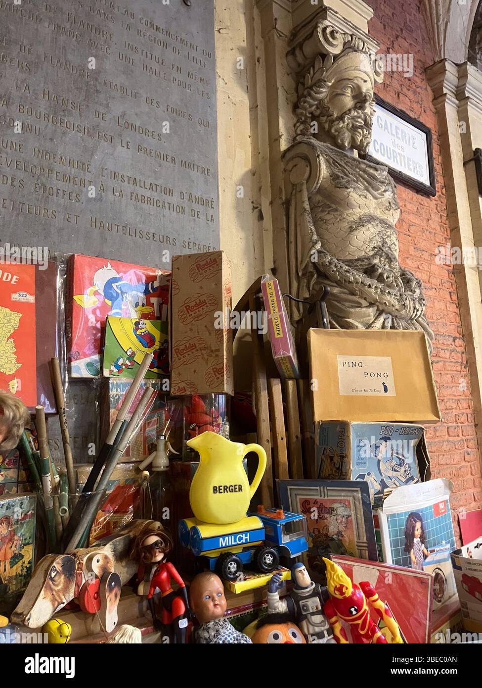 Flea market, Vieille Bourse, Lille, France - Smartphone Captured Stock Image