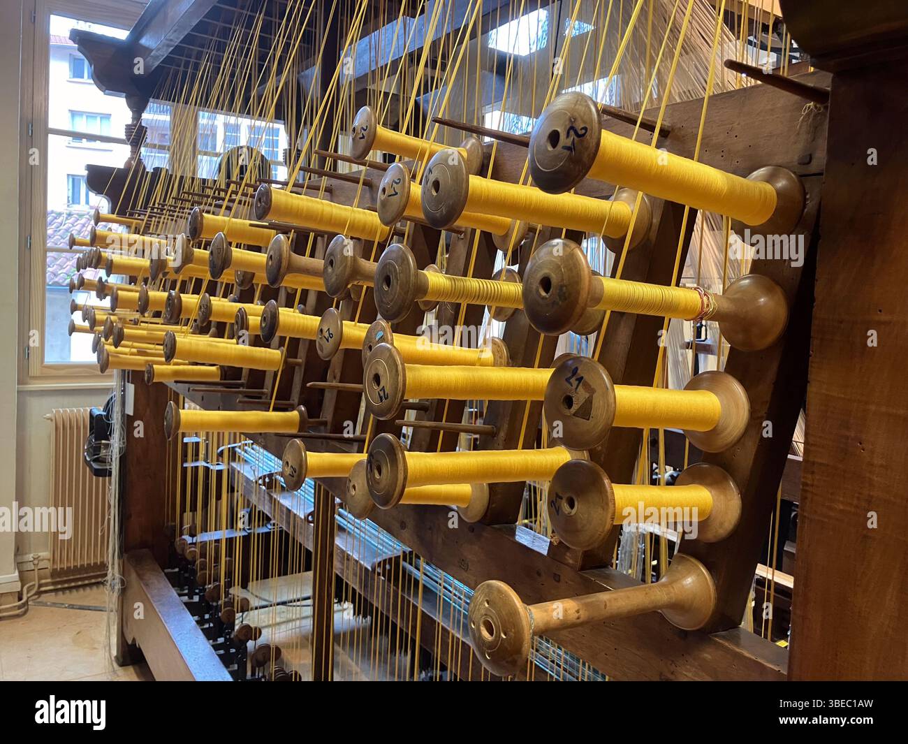 Silk looms, Association Soierie Vivante, Lyon, France Stock Photo
