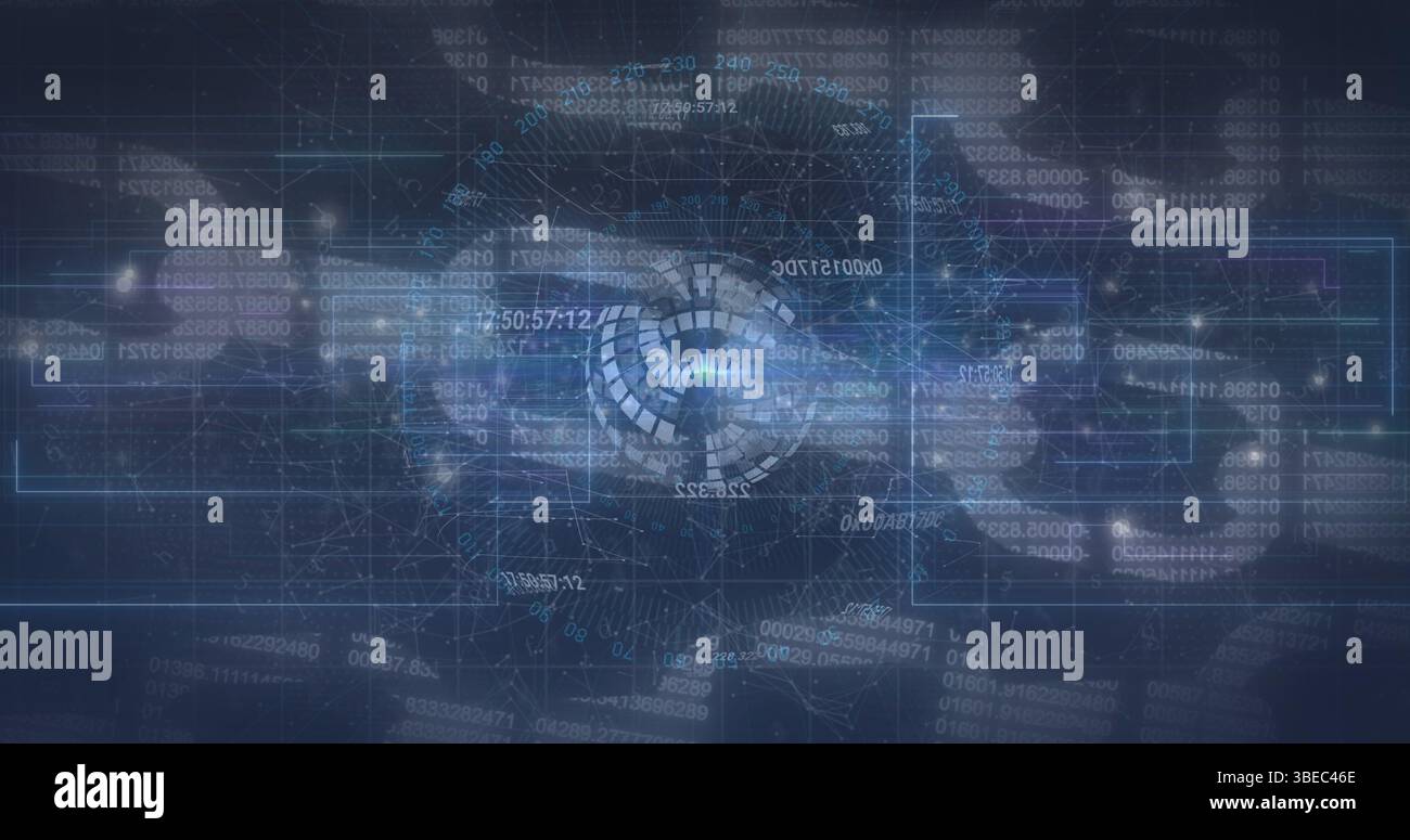 Image of data processing over chains Stock Photo