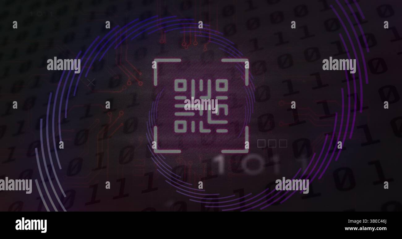 Image of data processing over acces denied text Stock Photo