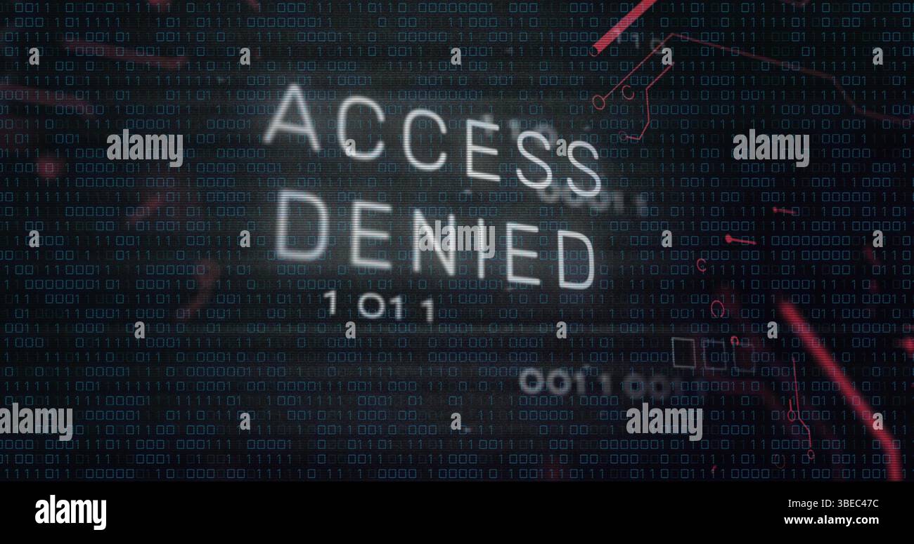 Image of acces denied text over data processing Stock Photo