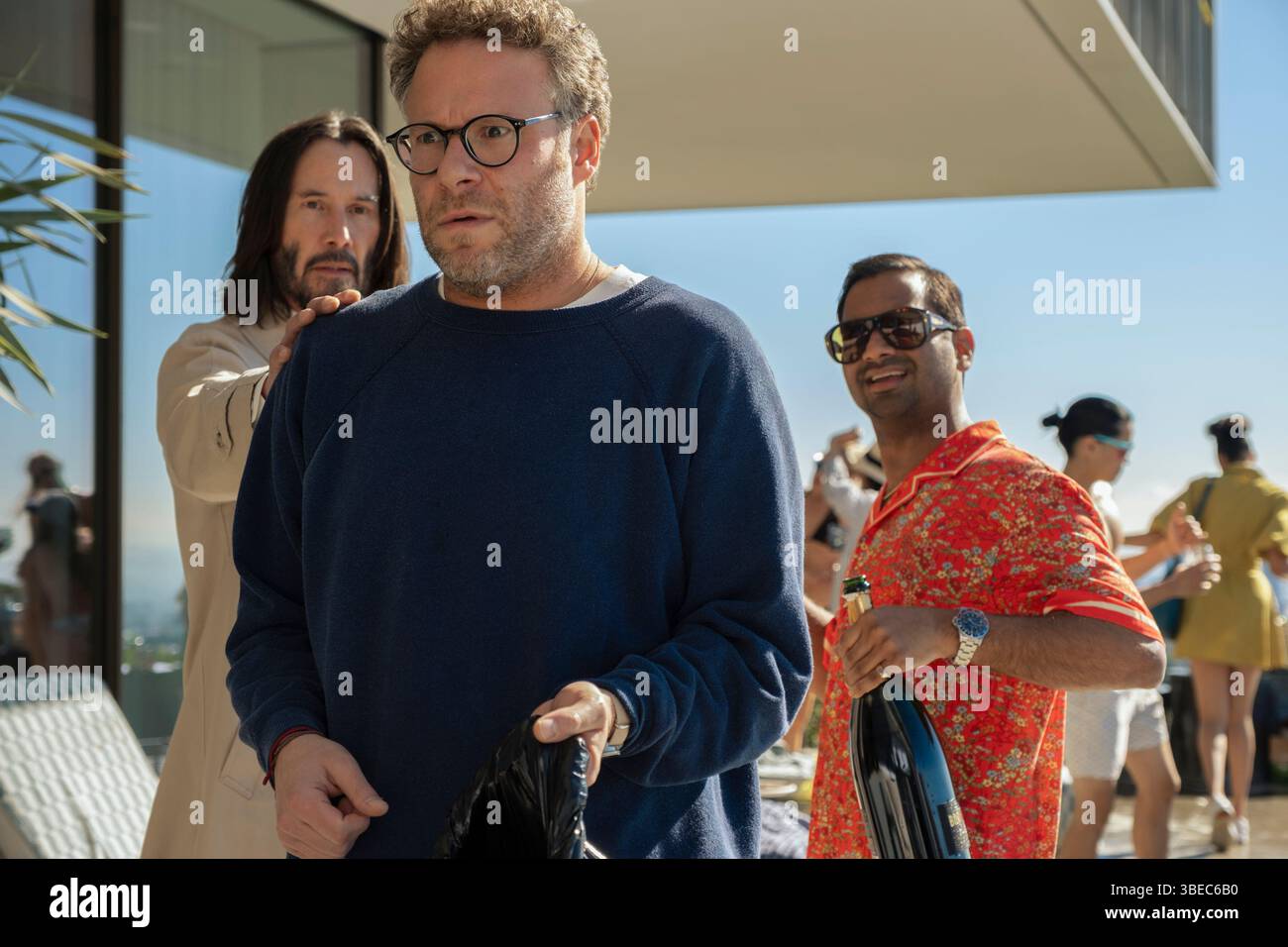 RELEASE DATE: October 17, 2025. TITLE: Good Fortune. STUDIO: Lionsgate. DIRECTOR: Aziz Ansari. PLOT: A well-meaning but rather inept angel named Gabriel meddles in the lives of a struggling gig worker and a wealthy venture capitalist. STARRING: KEANU REEVES as Gabriel, SETH ROGEN as Jeff, AZIZ ANSARI as Ari. (Credit Image: © Lionsgate/Entertainment Pictures/ZUMAPRESS.com) EDITORIAL USAGE ONLY! Not for Commercial USAGE! Stock Photo