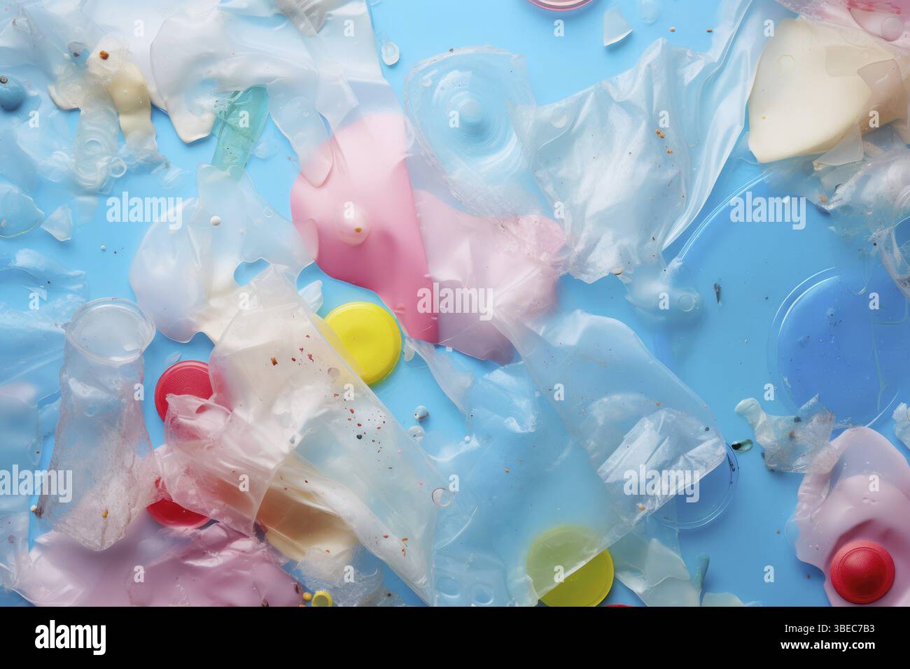 Small color microplastics and plastic parts Background on black ...