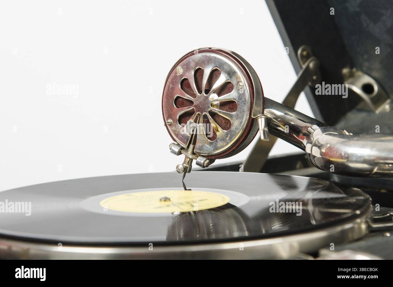 Old gramophone, a mechanical device for playing phonograph records ...