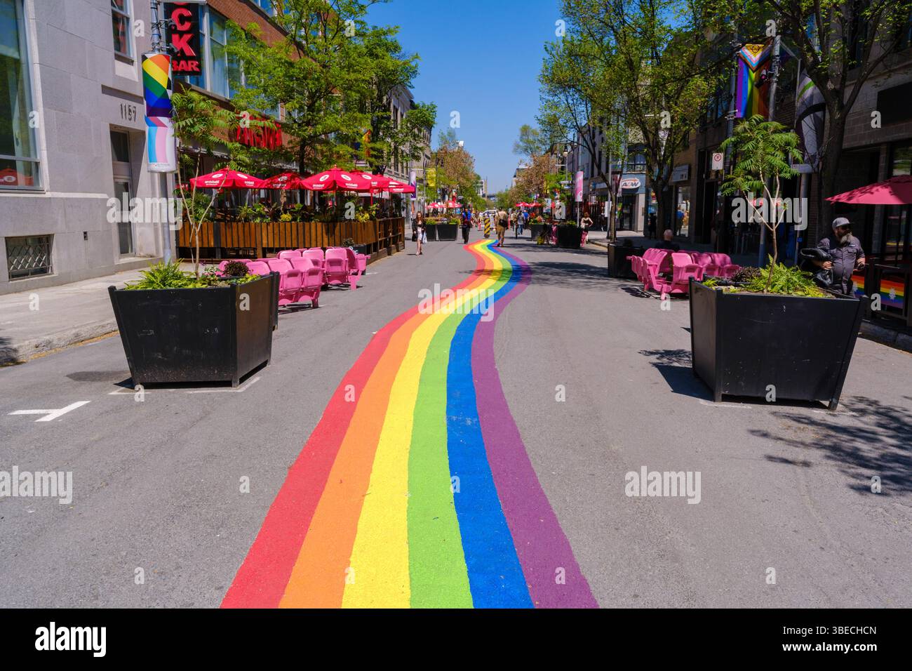 Montreal, Canada – 28 May 2025: A view of Sainte-Catherine Street in ...