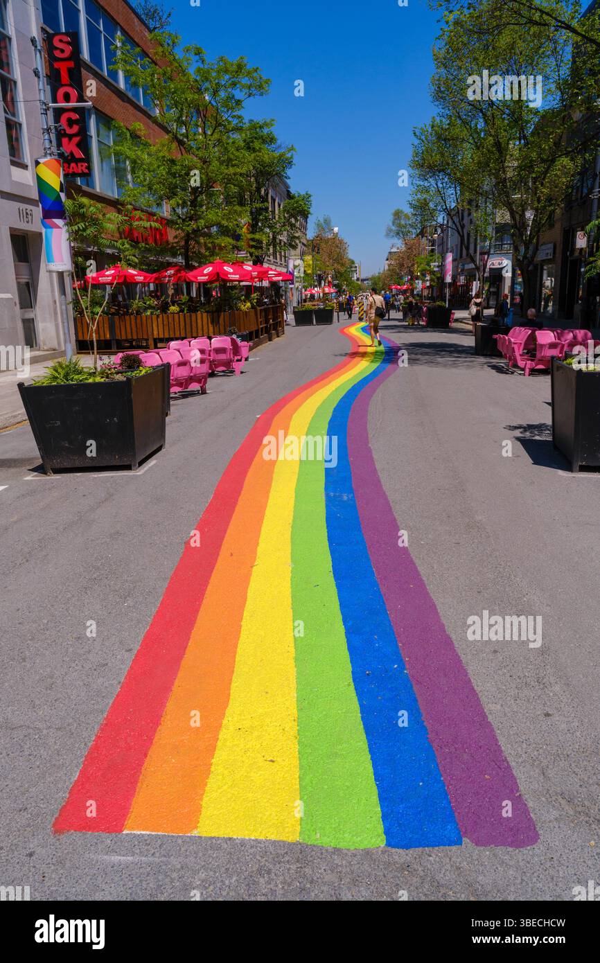 Montreal, Canada – 28 May 2025: A view of Sainte-Catherine Street in ...
