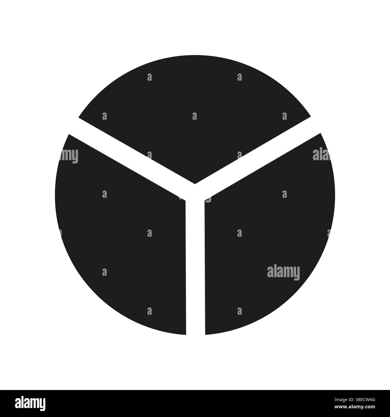 Circle division on 3 equal parts icon. Wheel round divided diagrams with three segments. Infographic simple black element. Coaching blank template.  Stock Vector