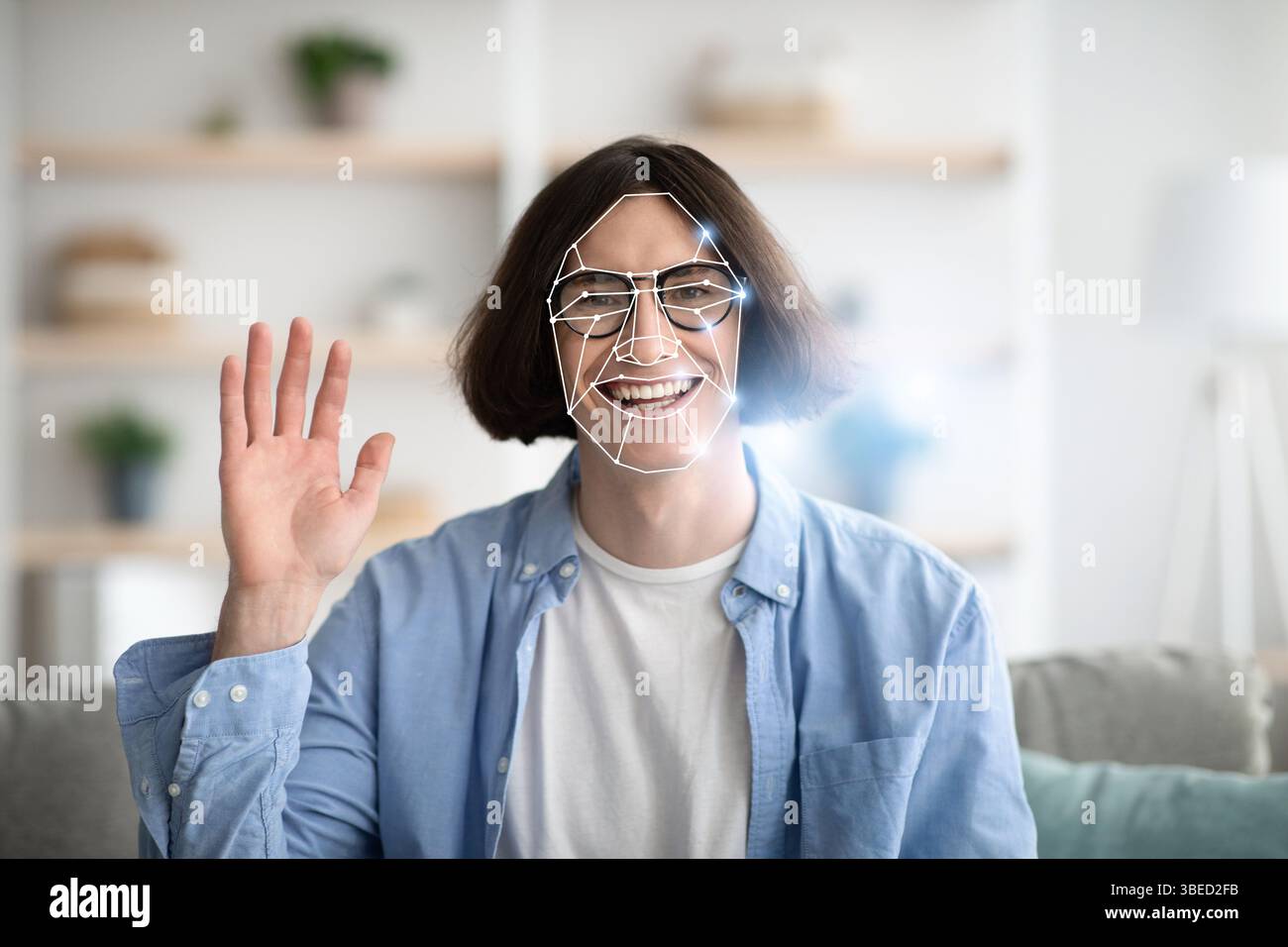 Modern facial recognition technology enhances personal identification process Stock Photo