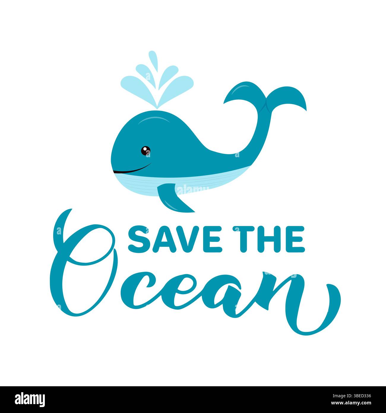 Save the ocean calligraphy hand lettering. Environment motivational ...