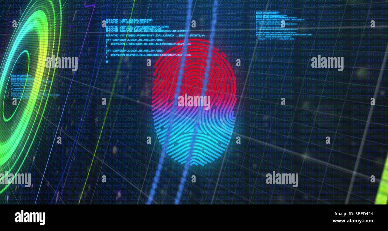 Image of data processing over black background Stock Photo