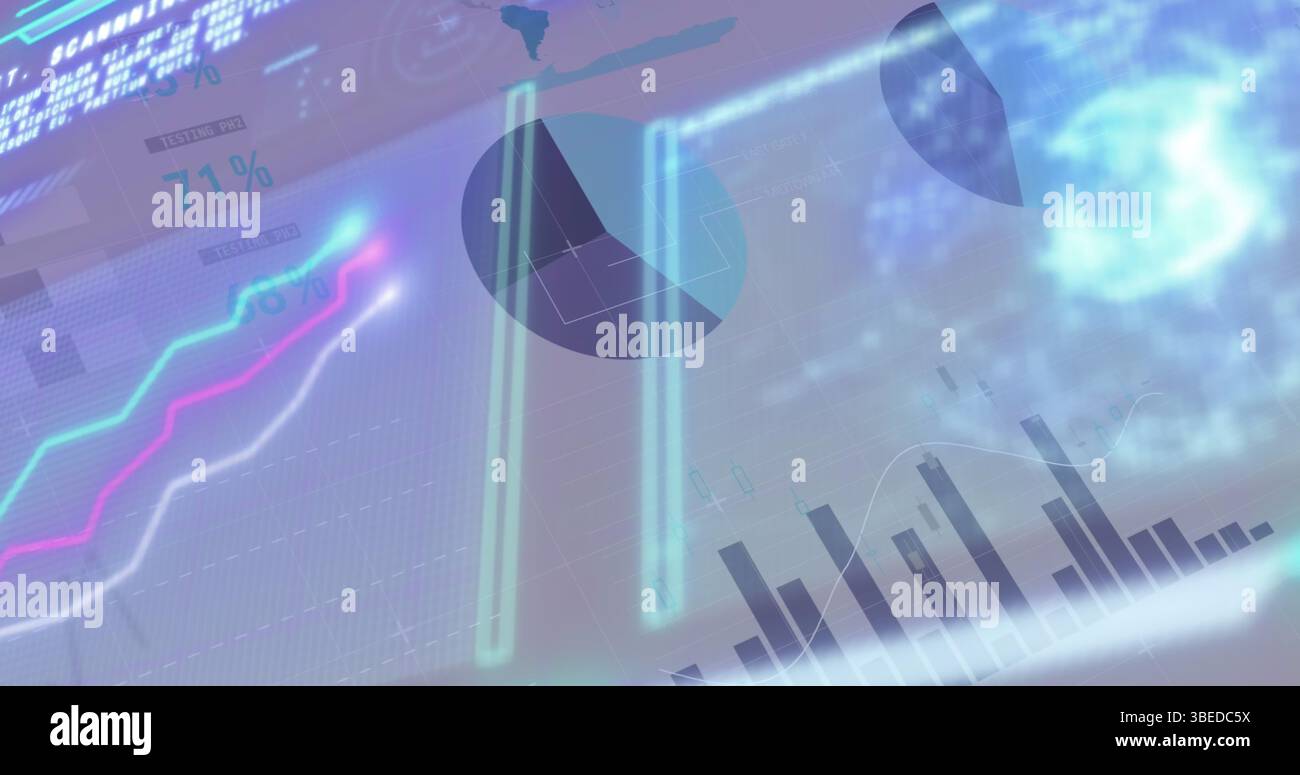 Digital interface with data processing against statistical data processing Stock Photo