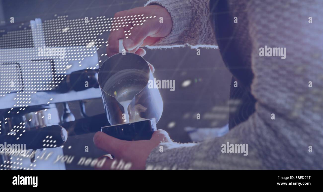 Image of data processing over online security padlock and businessman using smartphone Stock Photo