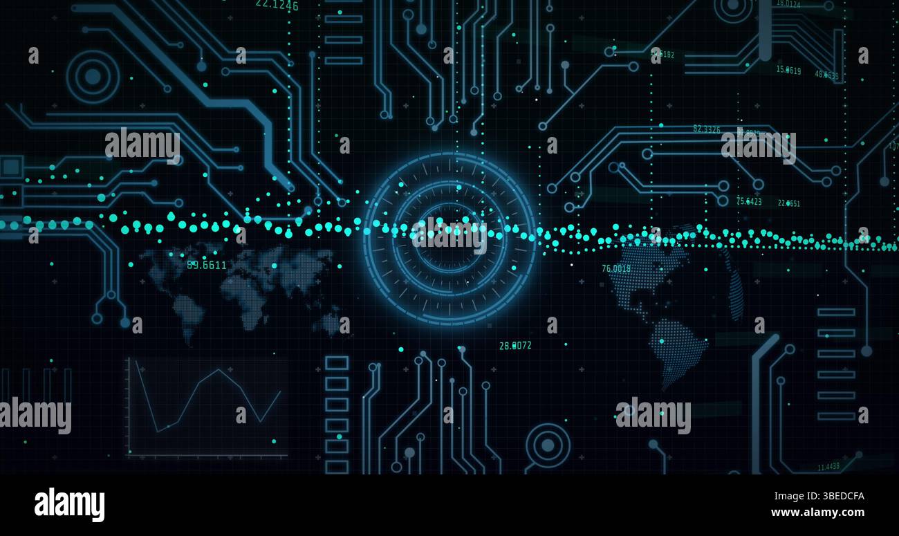 Composition of computer processors and circuit board Stock Photo