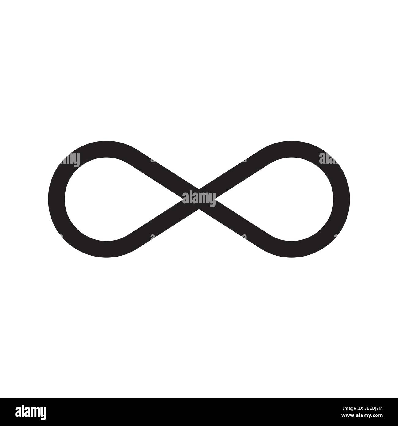 Infinity symbol icon. Endless black shape. Minimal curved loop. Vector timeless element. Stock Vector