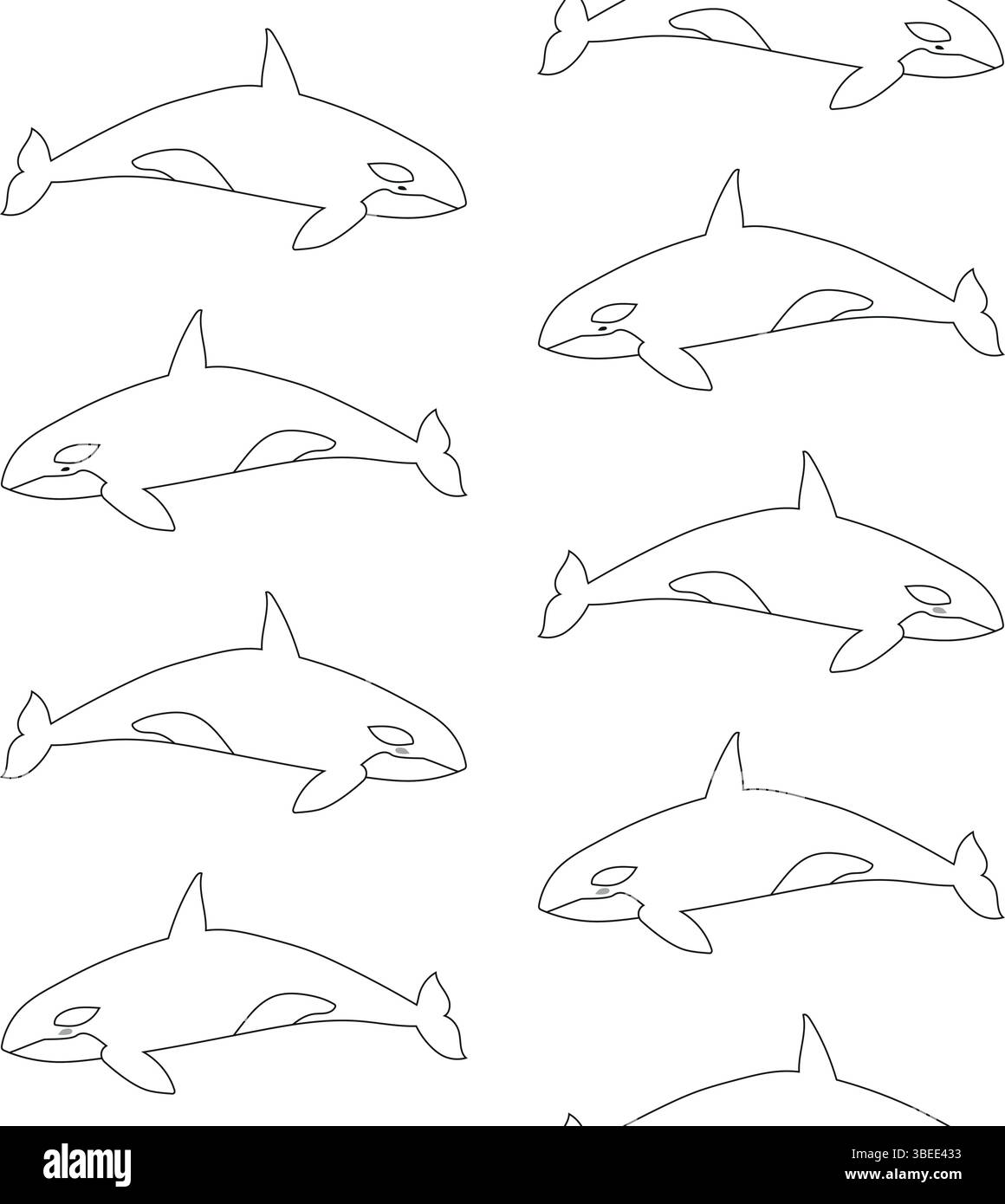 Vector seamless pattern of killer outline whale Stock Vector Image ...