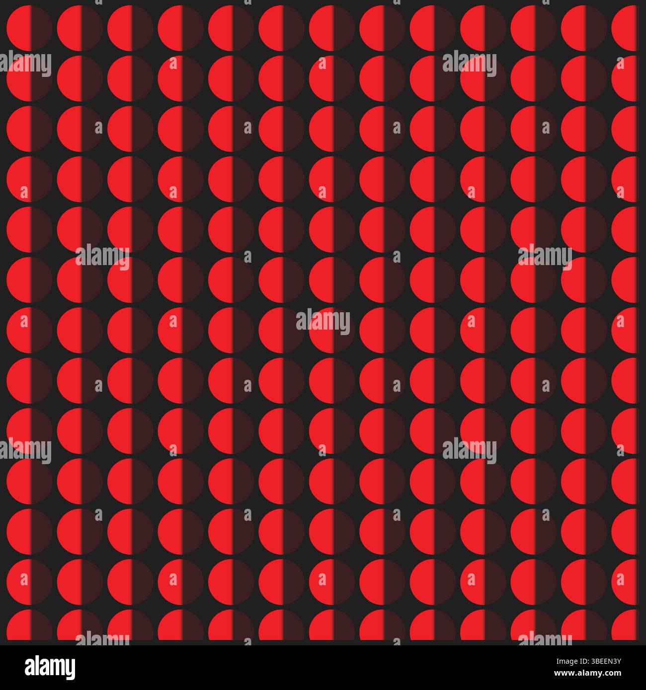 Repeating red half circles geometric pattern on a black background vector graphic Stock Vector