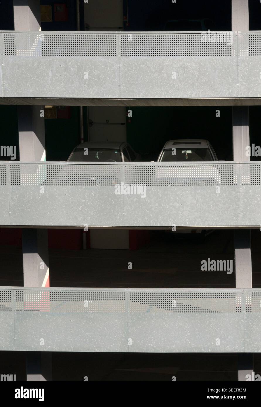 multi-storey car park with steel railing Stock Photo