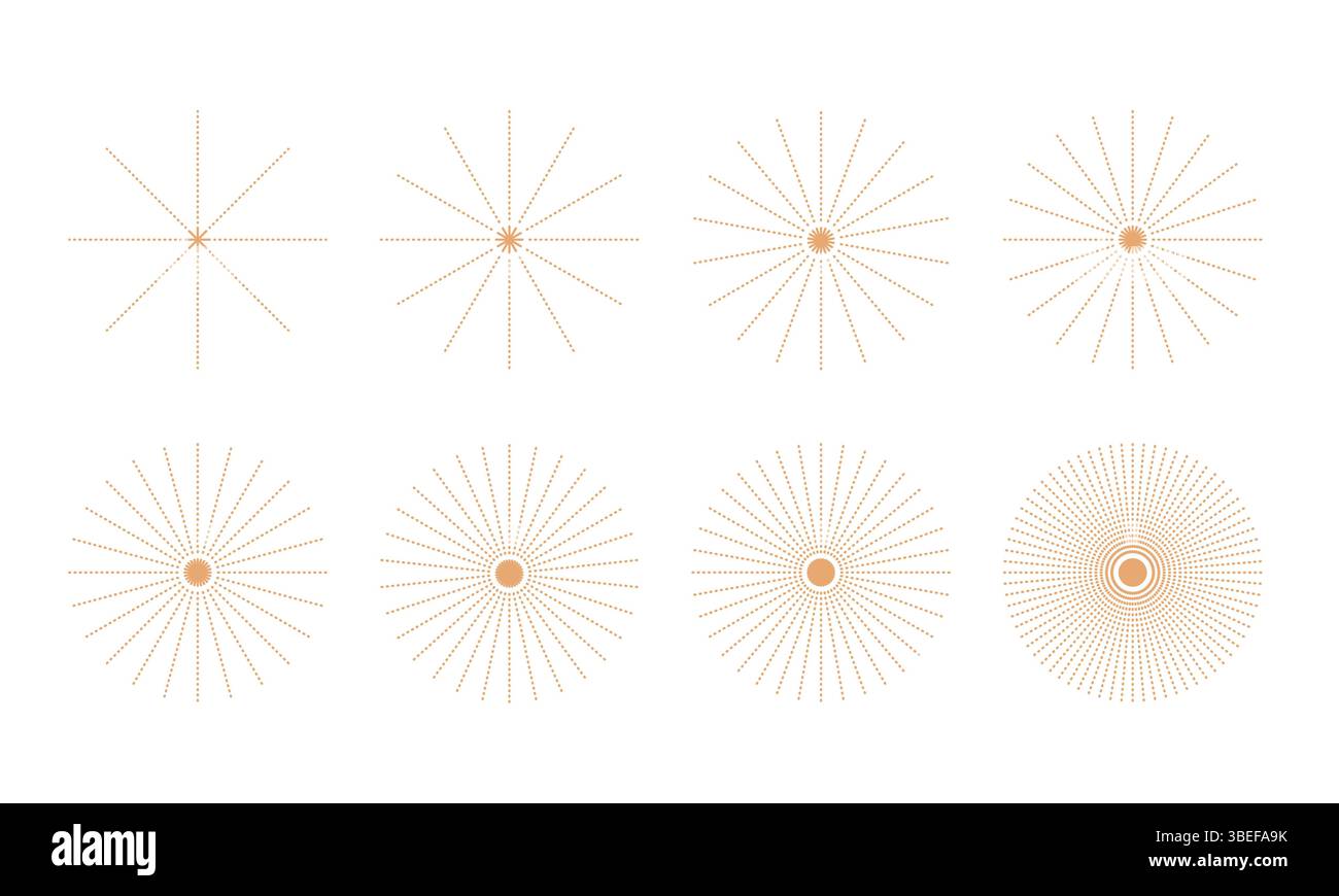 Radial circle sunburst, star explosion, sun beams logo, badge. Abstract ...